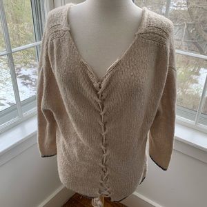 Tie closure scoop neck sweater